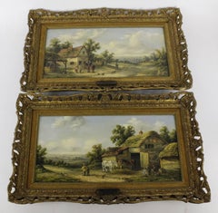 Antique Pair of 19th Century Thomas Masters English Landscape Paintings
