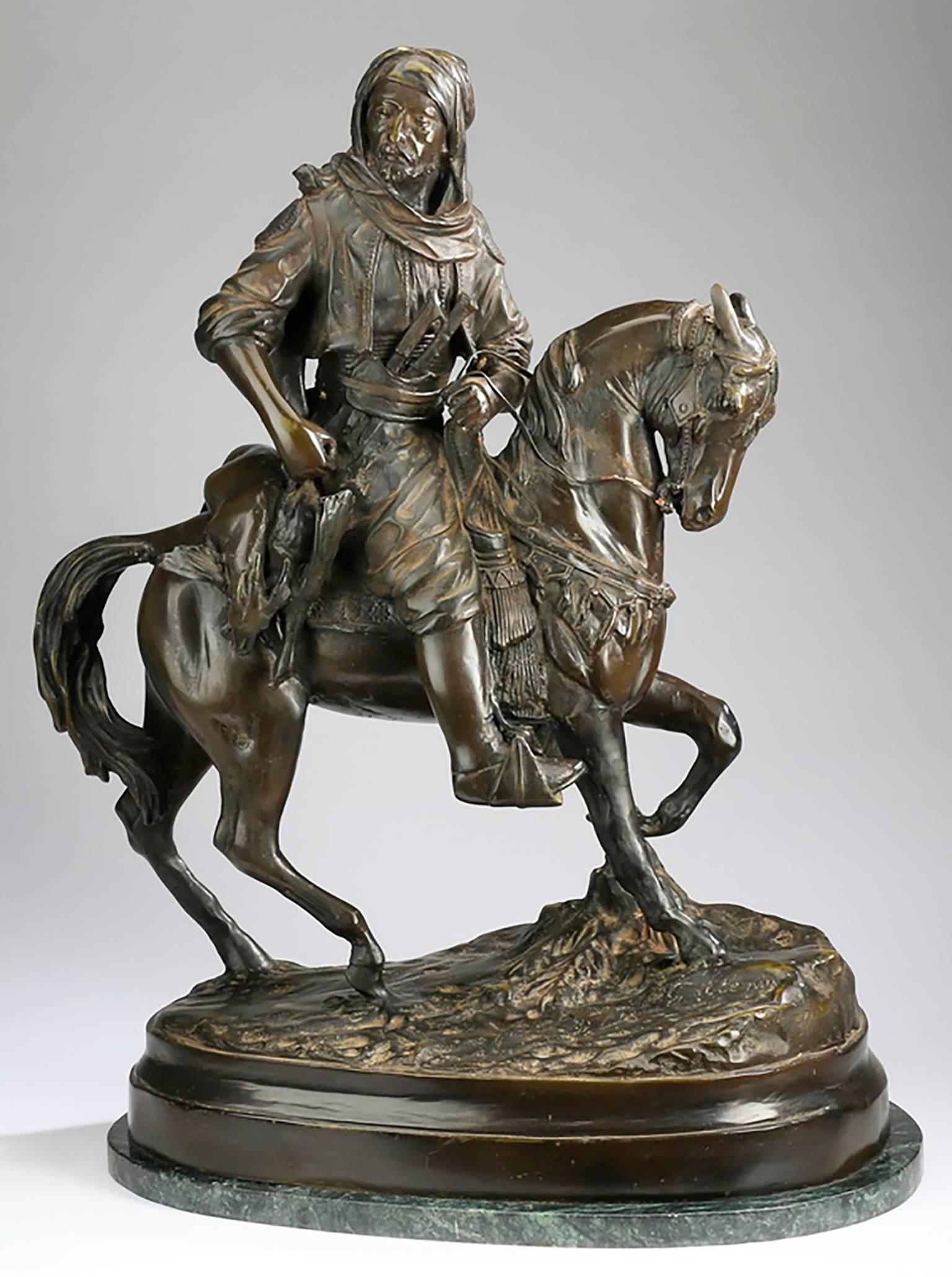 Antoine Bayre Figurative Sculpture - Large 19th Century French Orientalist Bronze Sculpture