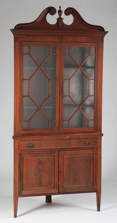 Antique Georgian Style Mahogany Corner Cabinet