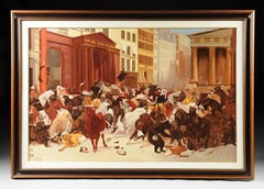 Oil Painting After W. H. Beard Entitled “New York Stock Exchange, Bulls & Bears"