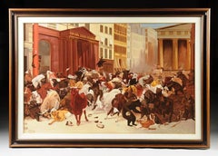 Oil Painting After W. H. Beard Entitled “New York Stock Exchange, Bulls & Bears"