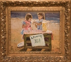 Original Oil Painting Entitled “Lemonade Stand on the Beach”