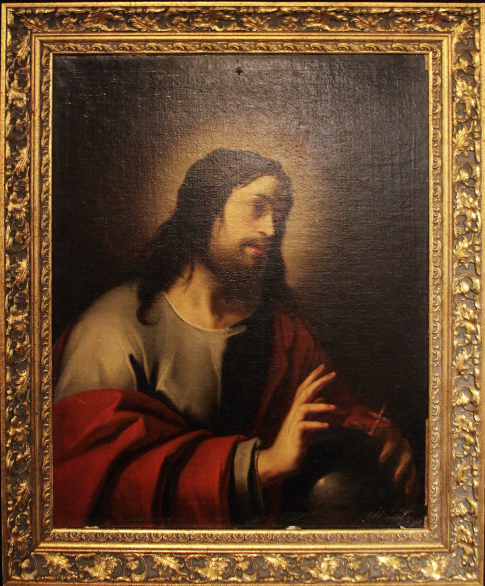 Salvator Mundi (Savior of the World) is believed to be a late 17th century or early 18th century copy of a lost painting titled Le Christ Bénissant by French baroque painter Jacques Blanchard (Jacques Blanchart).  The painting in the Worthington