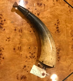 Antique Powder Horn Complete with String Strap, End Cap & Stopper