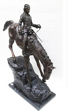 Vintage Large Bronze Sculpture After Frederic Remington Entitled “The Mountain Man”