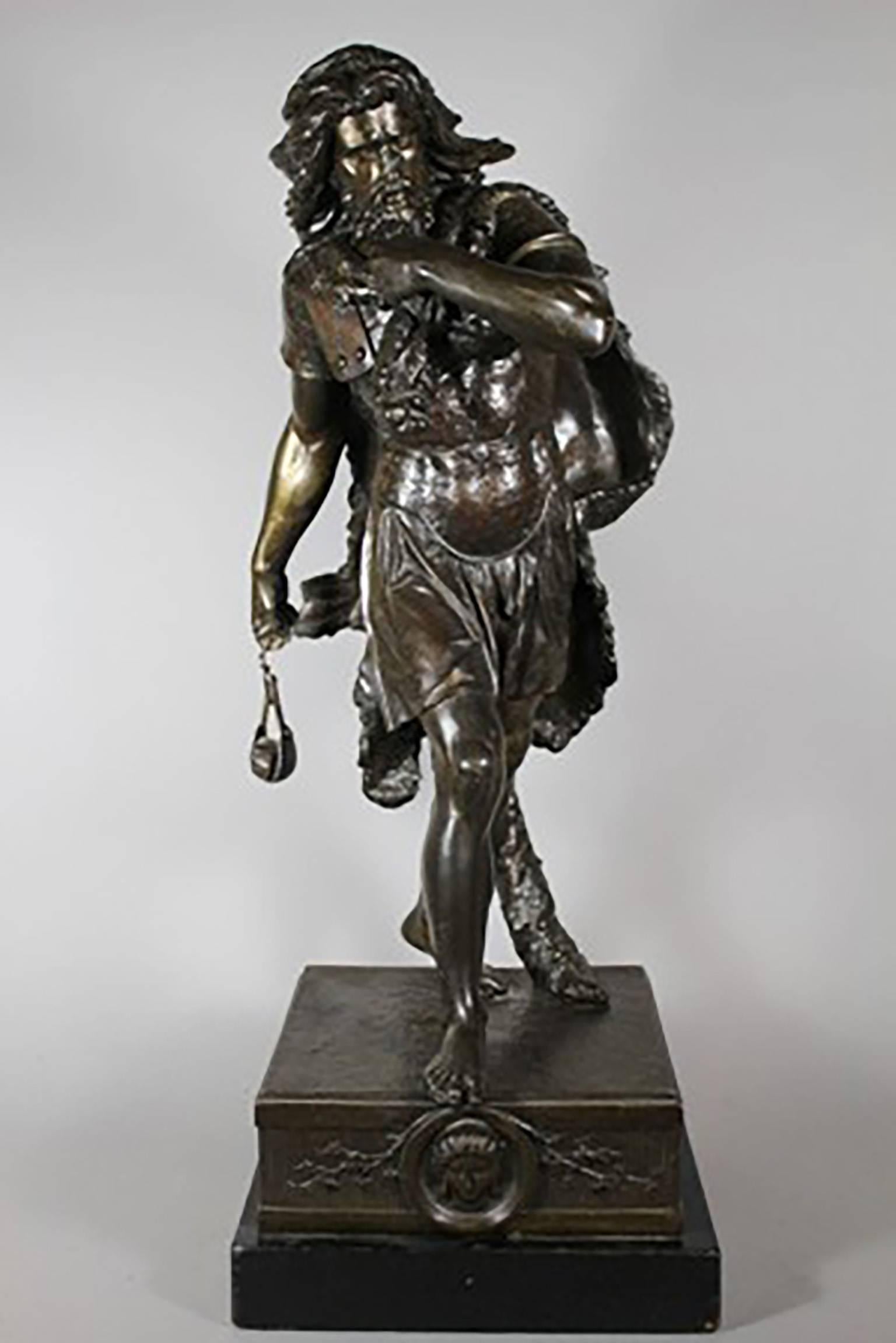 Unknown Figurative Sculpture - Large Bronze Sculpture of David slaying Goliath