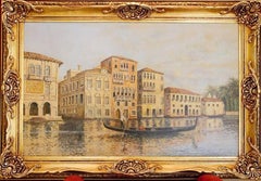 Large Antoine Bouvard Original Venetian Scene Oil Painting