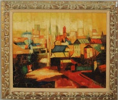 Historic Oil Painting by Antoni Clavé Sanmartin Entitled “Village Scene”