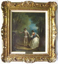 Antique 18th Century French Oil Painting by Louis Joseph Watteau