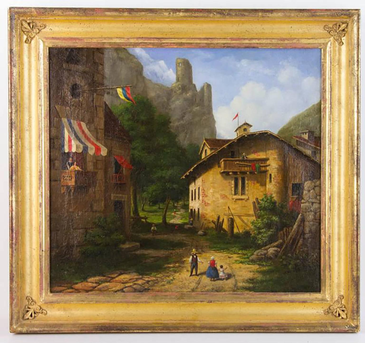 Samuel Smith Kilburn Landscape Painting - Samuel Kilburn Oil Painting Entitled “Armenian Village” – 1849