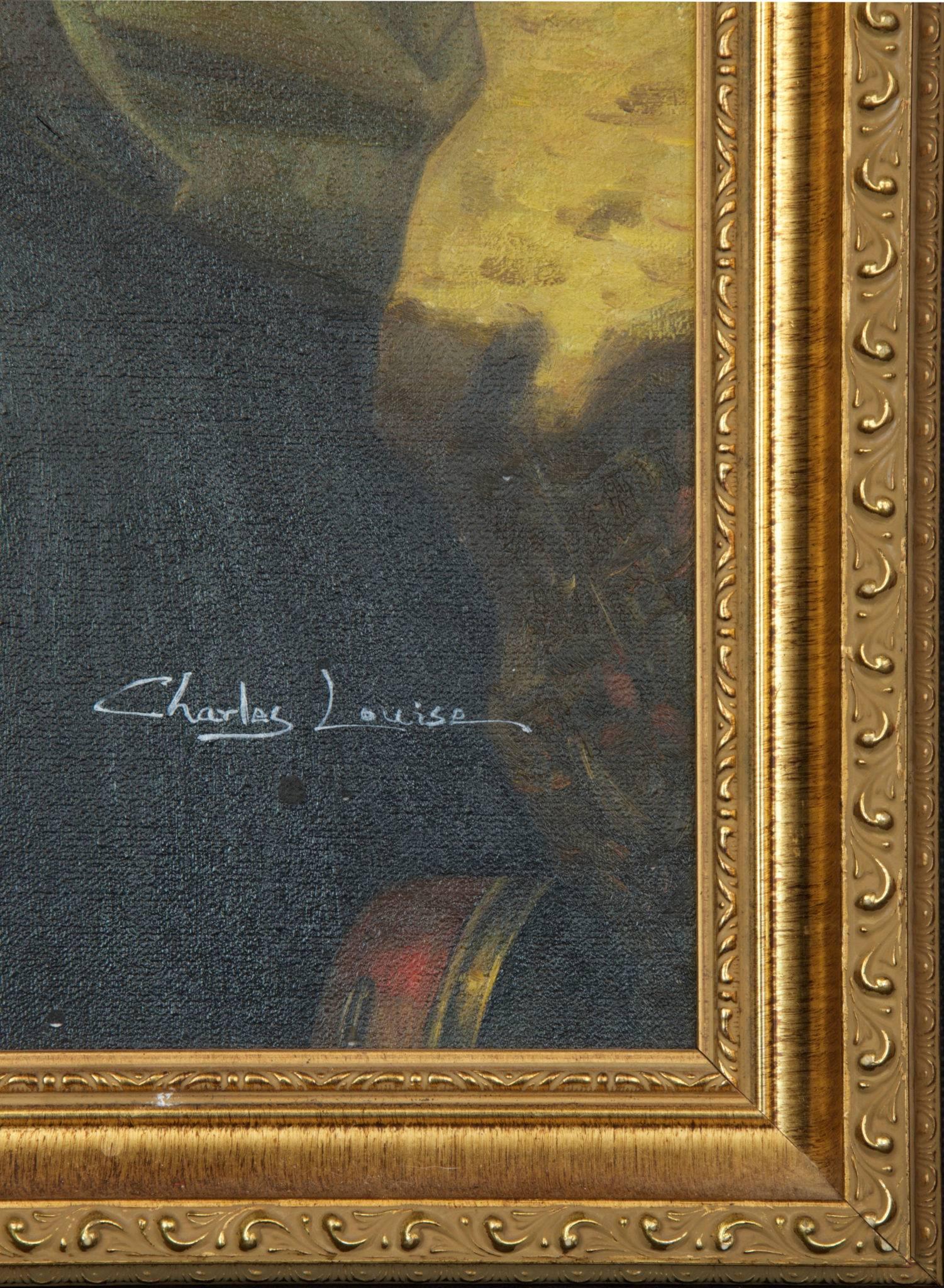 peinture à l'huile du 19ème siècle par Charles Louise Gratia - Painting de Charles Lewis Fox
