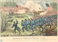 Rare Original Currier & Ives Hand Colored Lithograph Depicting Civil War Battle