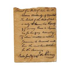 Historic 1776 Manuscript Regarding the Captured Schooner Woodbridge – a Concern