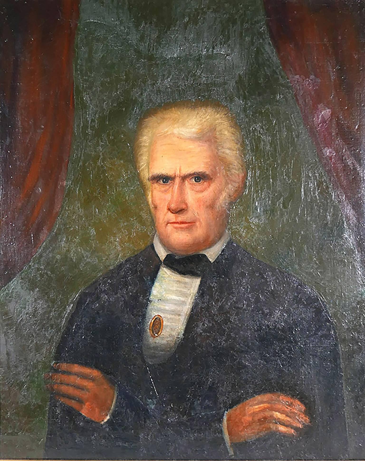 Early 19th Century Folk Art Portrait of President Andrew Jackson - Black Portrait Painting by Unknown