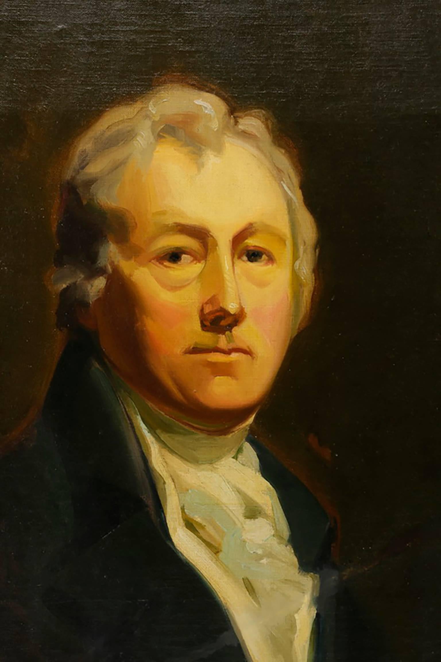 Tableau de portrait de Thomas Jefferson du 19ème siècle - Marron Portrait Painting par Unknown