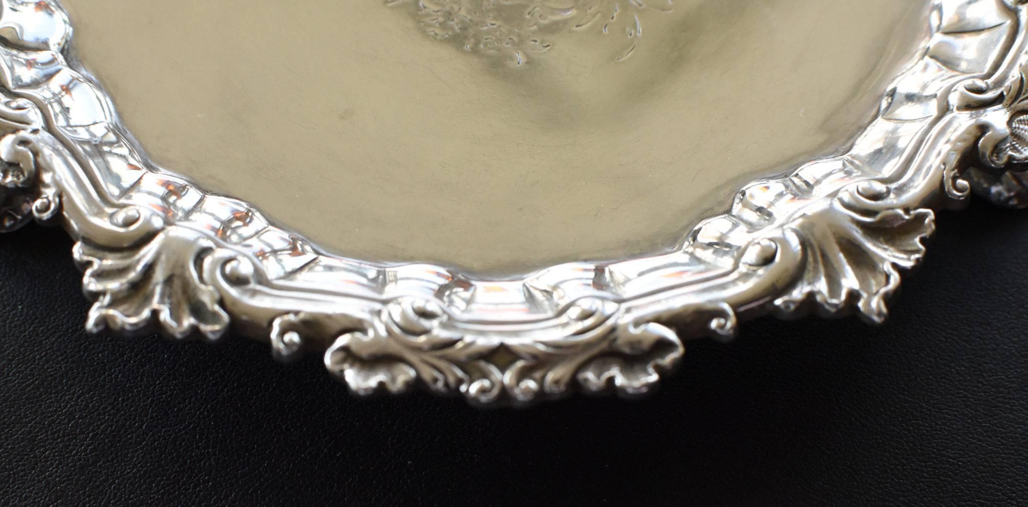 Antique George III Sterling Silver Salver (1747) For Sale 2
