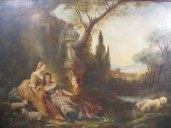 In the Manner of Nicolas Lancret – Large 18th Century Rococo Oil Painting