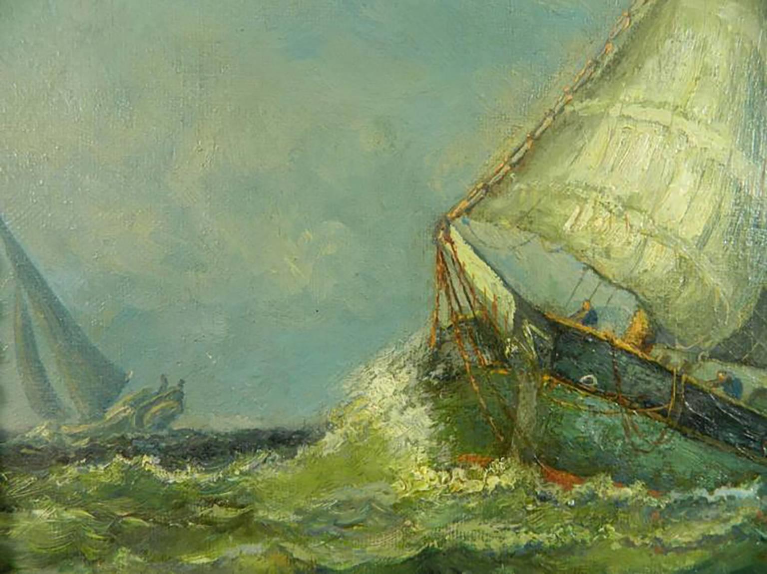 Peinture à l'huile originale du 19e siècle du célèbre peintre de marine Frederick Leo Hunter (1858 - 1943).  Huile sur toile.  Signé et daté par l'artiste en bas à droite - 