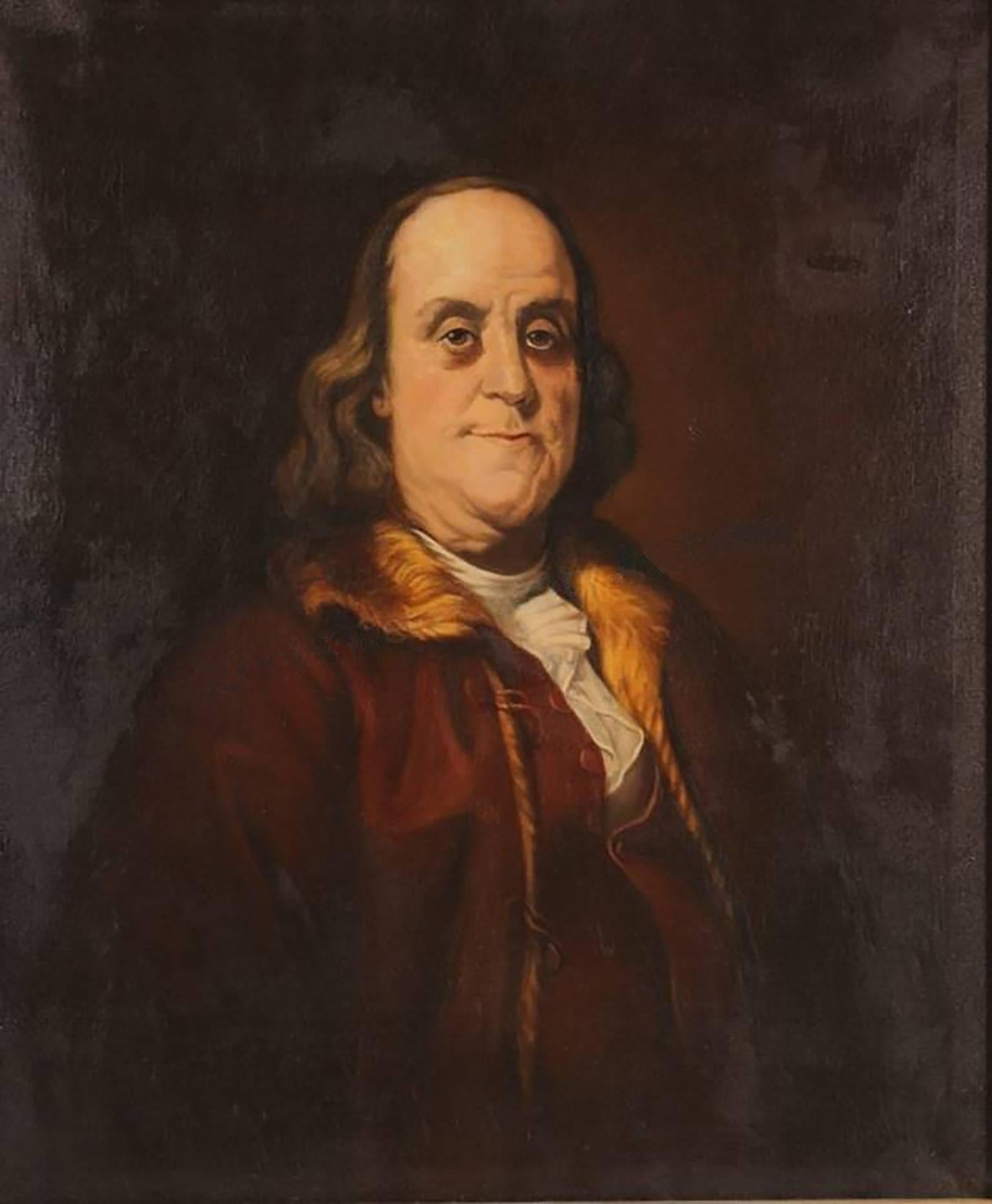 Portrait of Benjamin Franklin After Joseph Duplessis (1725-1802) - Painting by Unknown