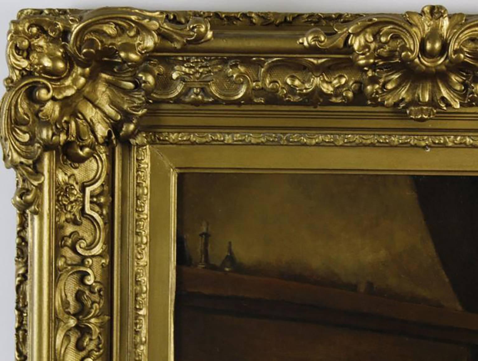 Antique Oil Painting by French Artist Louis Hippolyte Mouchot 1