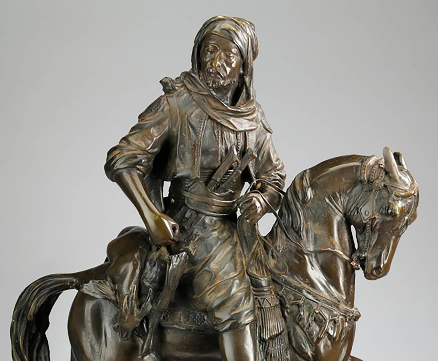 Large 19th Century French Orientalist Bronze Sculpture - Gold Figurative Sculpture by Antoine Bayre