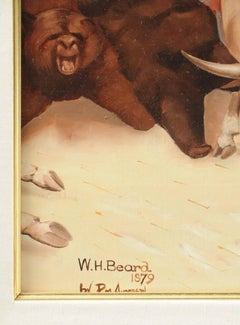 Oil Painting After W. H. Beard Entitled “New York Stock Exchange, Bulls & Bears"