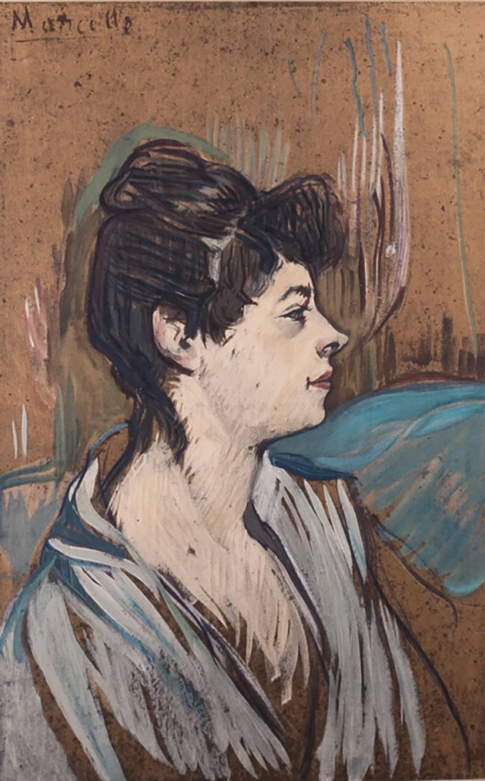 Lautrec ”Portrait of Marcelle” Limited Edition Lithograph in Colors  - Painting by (After) Henri Toulouse Lautrec