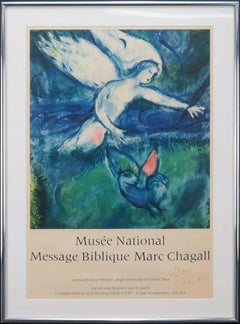 Rare Marc Chagall Signed Lithograph Museum Poster of “Musee National Message Bib