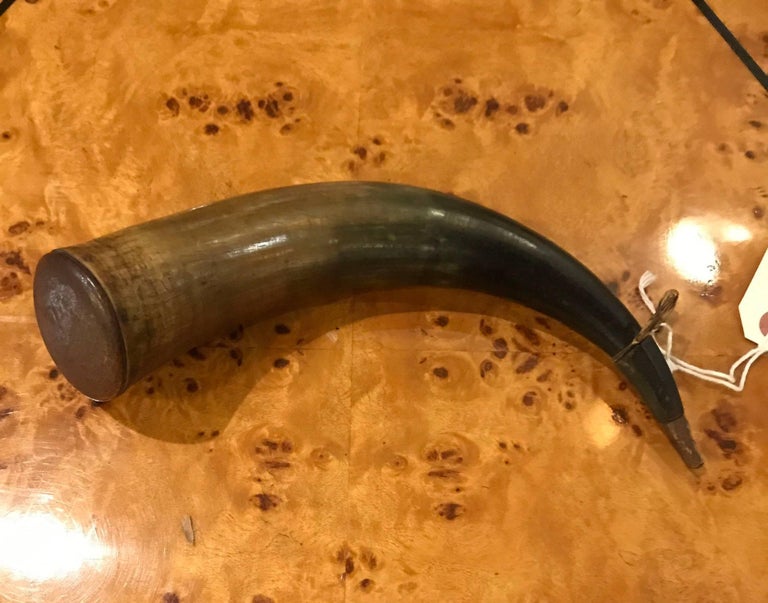 Unknown Antique Powder Horn Complete with End Cap and Stopper 18th