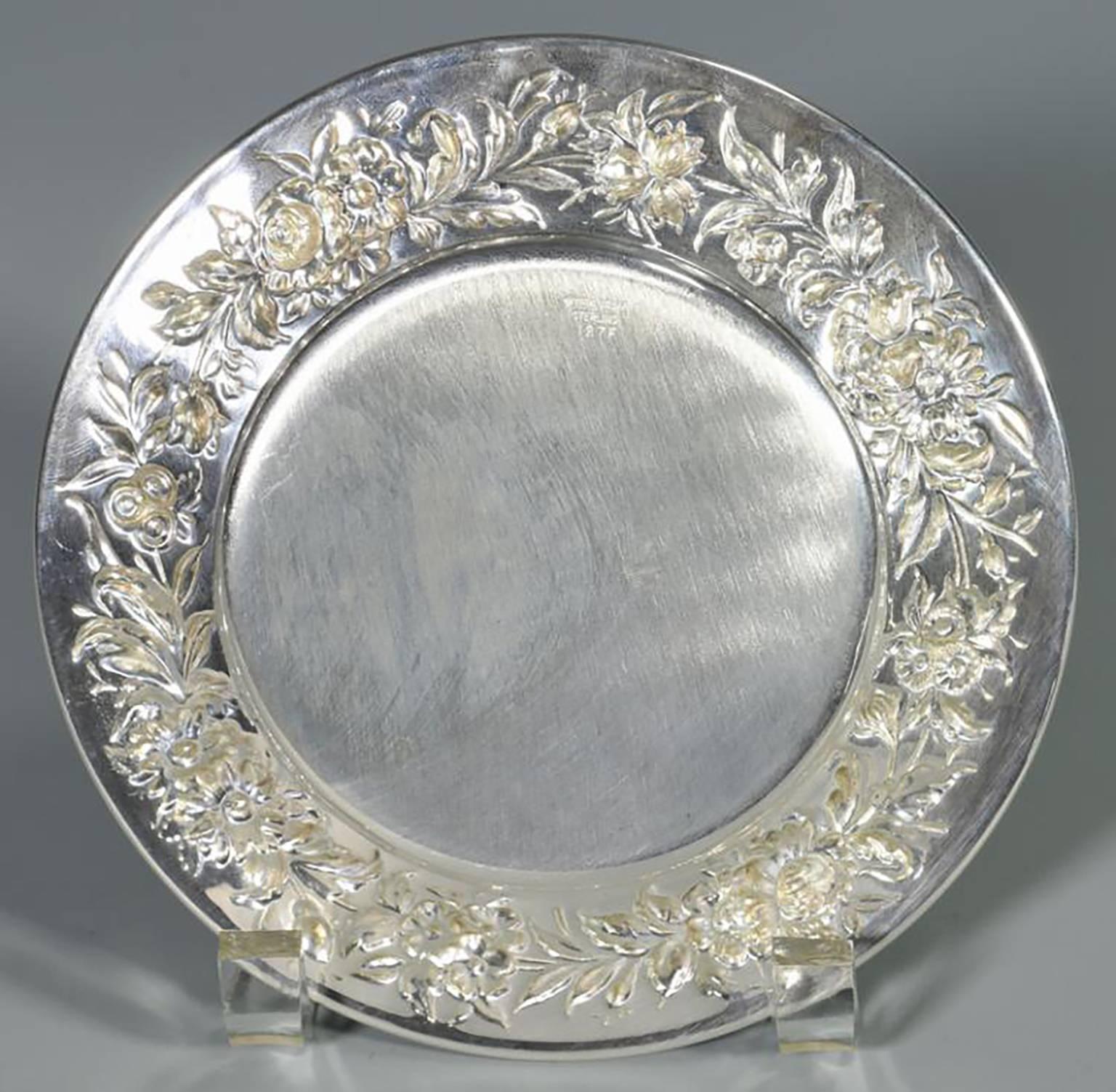 14 Kirk Stieff Repousse Sterling Silver Bread Plates For Sale 1