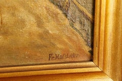 19th Century Landscape Oil by Fr Hofstetten Entitled “View Of Village"