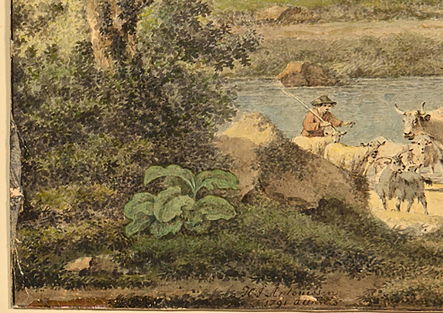 18th Century Henrious Josephus Antonissen Watercolor For Sale 3