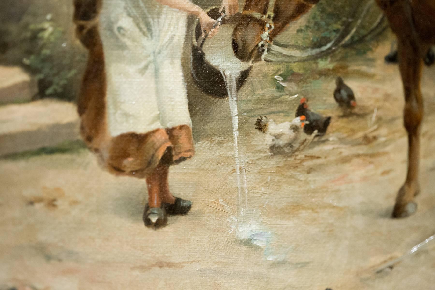 Fantastic 19th Century Picardet Original Oil Painting - Brown Figurative Painting by L. Picardet