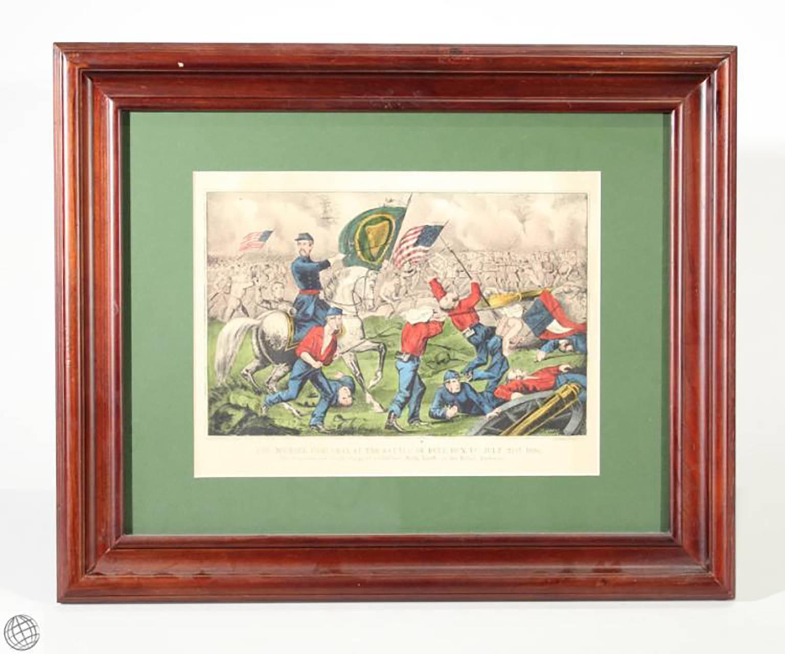 Original Currier & Ives Hand Colored Lithograph of the Civil War Battle of Bull  7