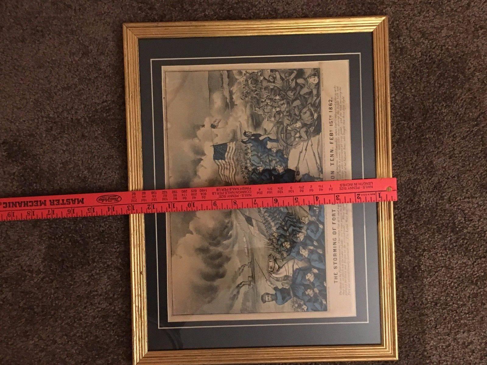 Original Civil War Currier & Ives Handkolorierte Lithographie „The Storming of Fort“ 1