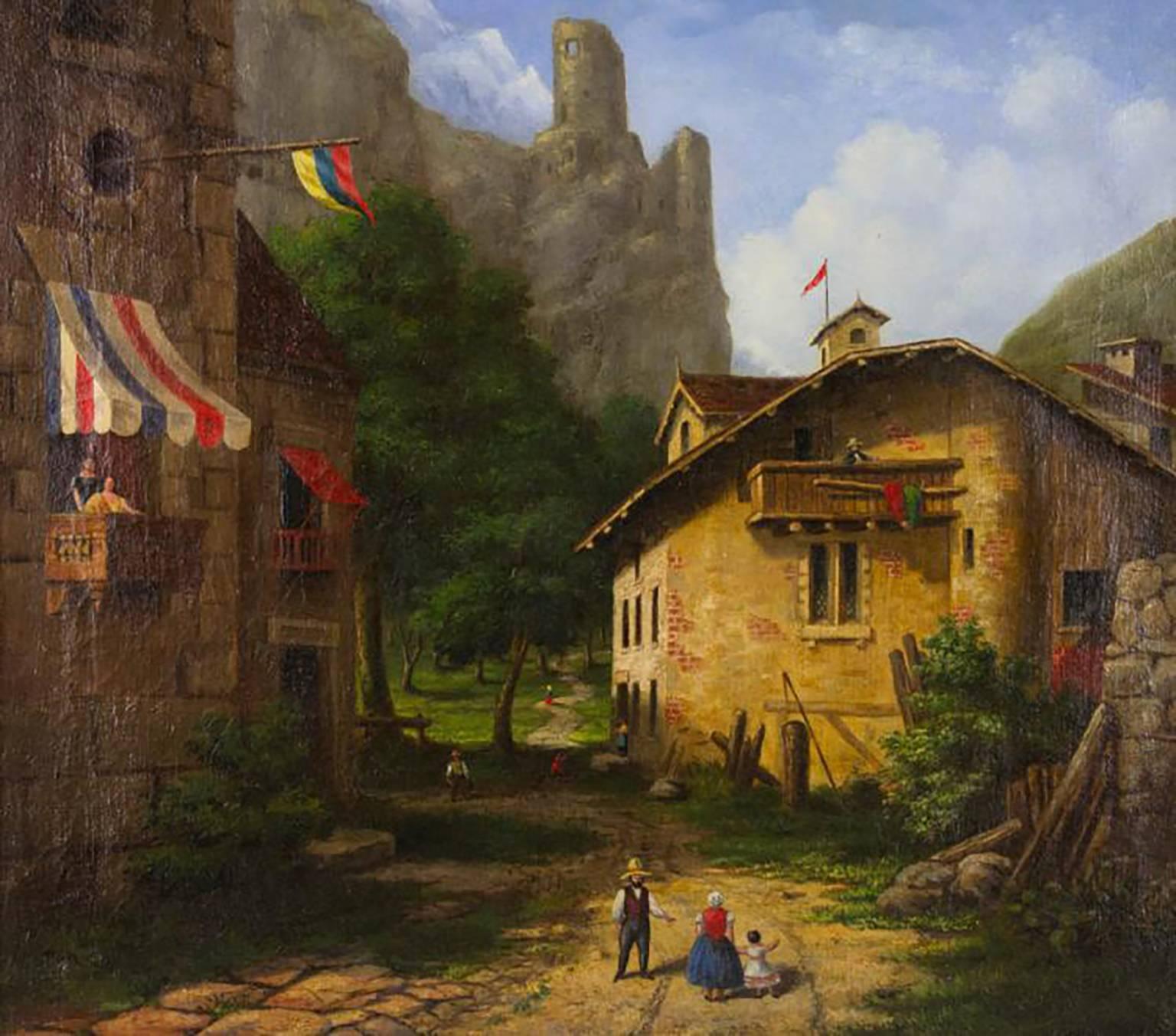 Samuel Kilburn Oil Painting Entitled “Armenian Village” – 1849 - Brown Landscape Painting by Samuel Smith Kilburn