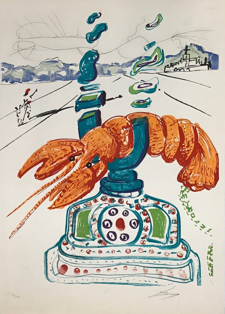 Salvador Dalí Print - Cybernetic Lobster Telephone