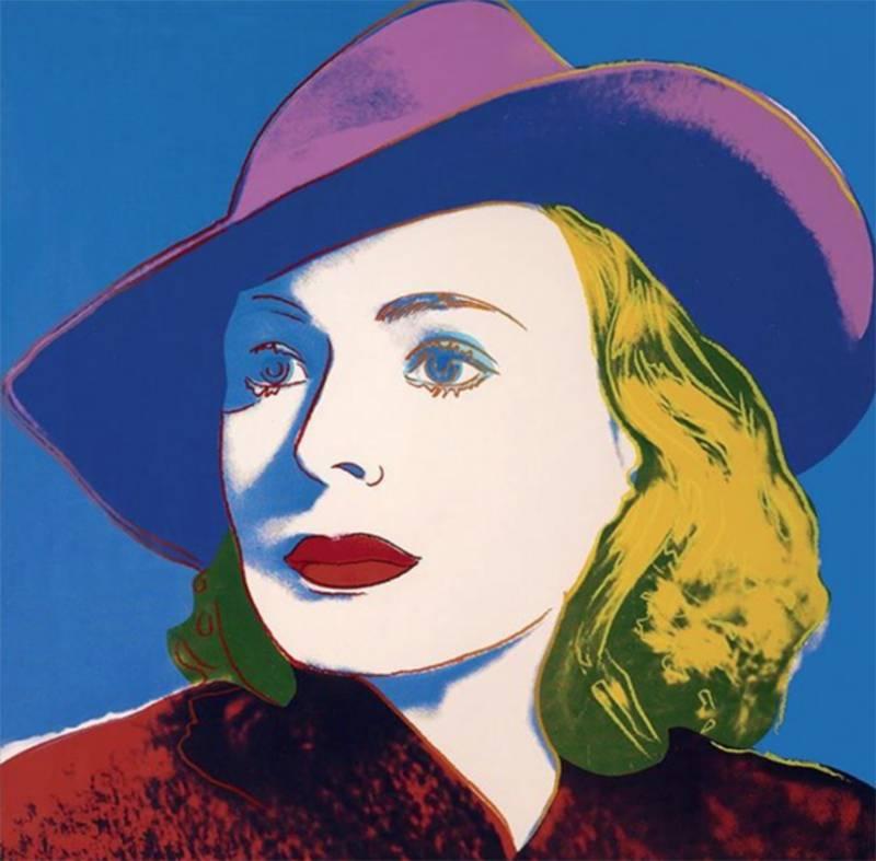 Andy Warhol Portrait Print - Ingrid Bergman with Hat 
