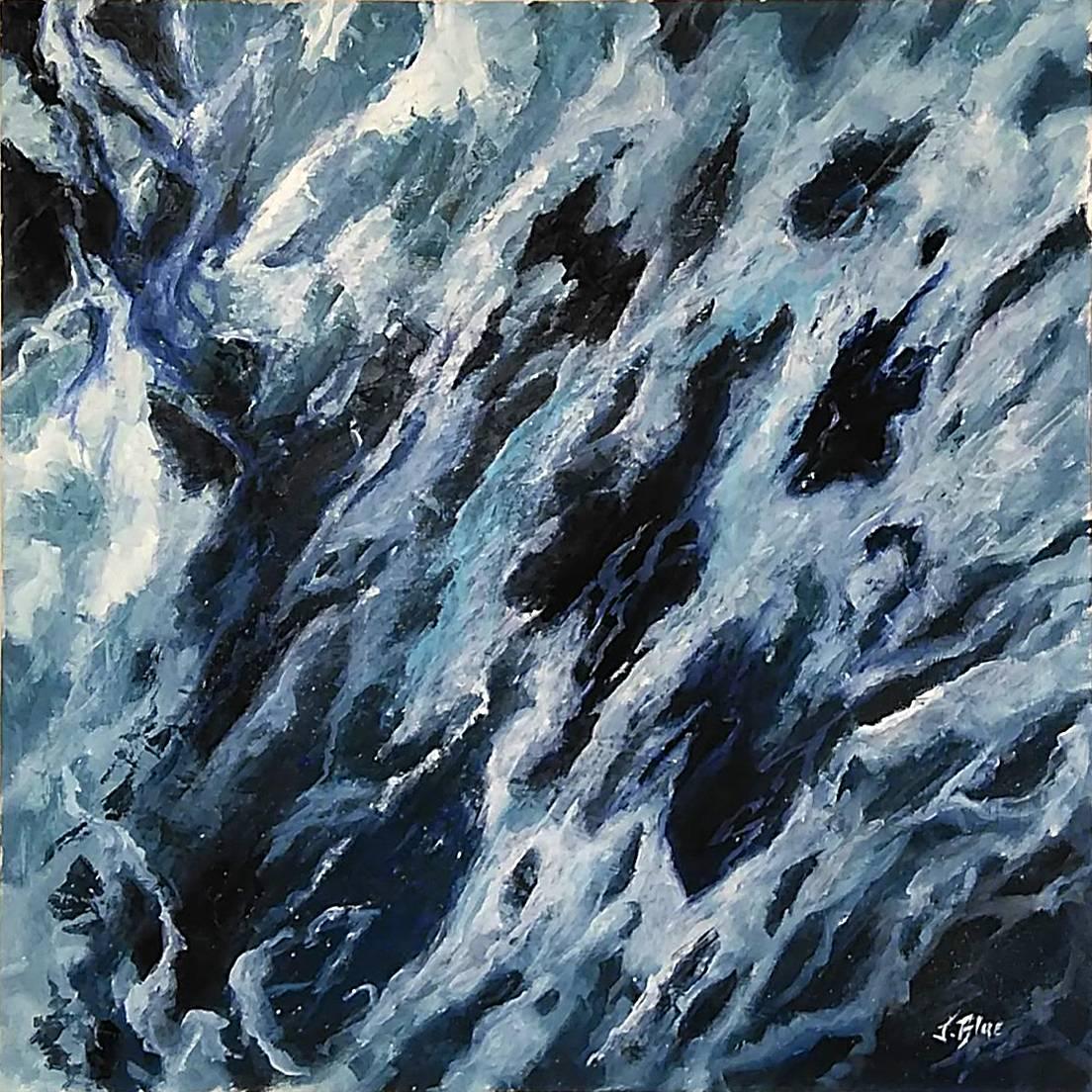 Jacquelyn Blue Abstract Painting - Deep Water Foam