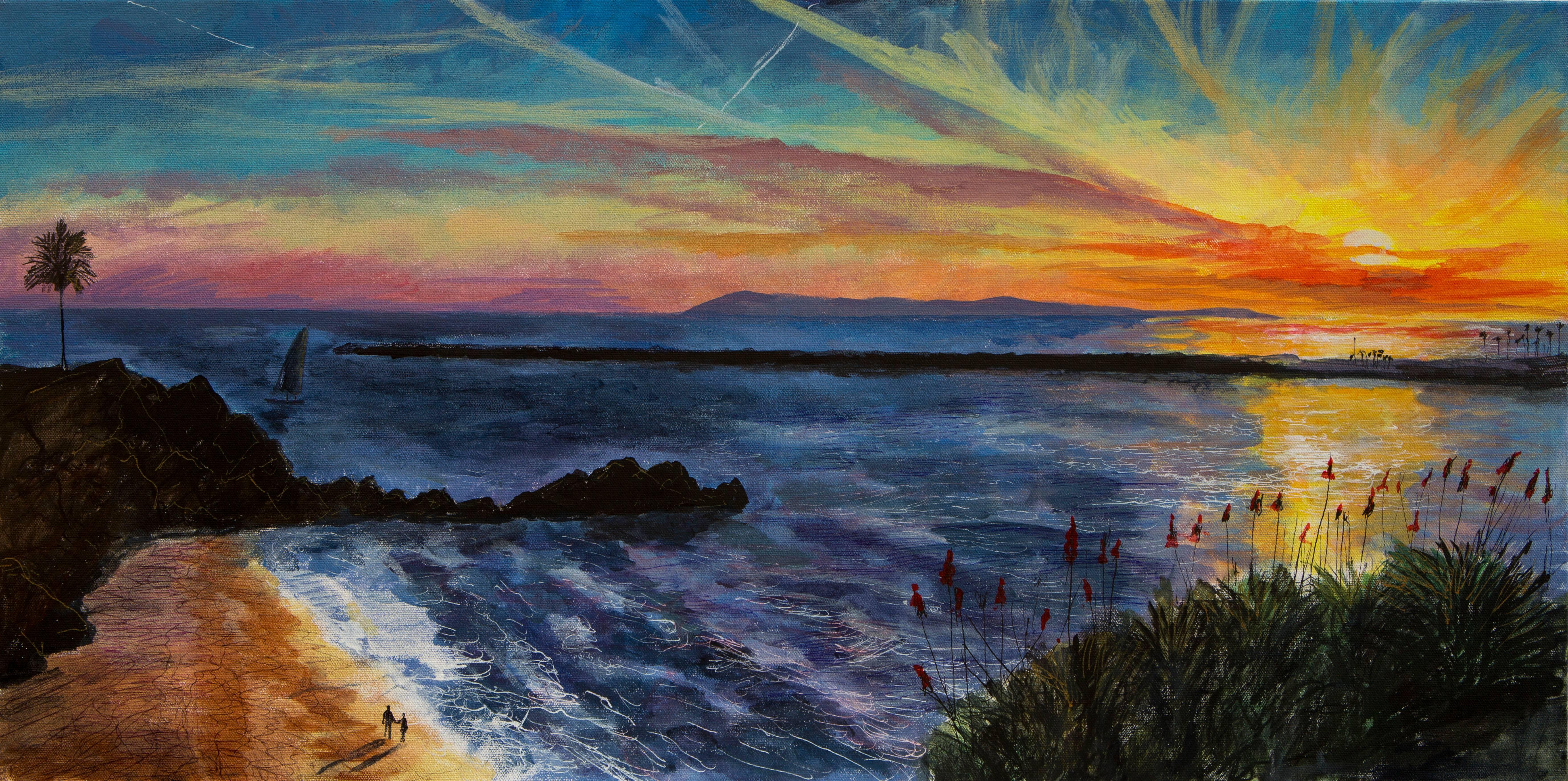 David Downes Landscape Painting - Sunset over Catalina