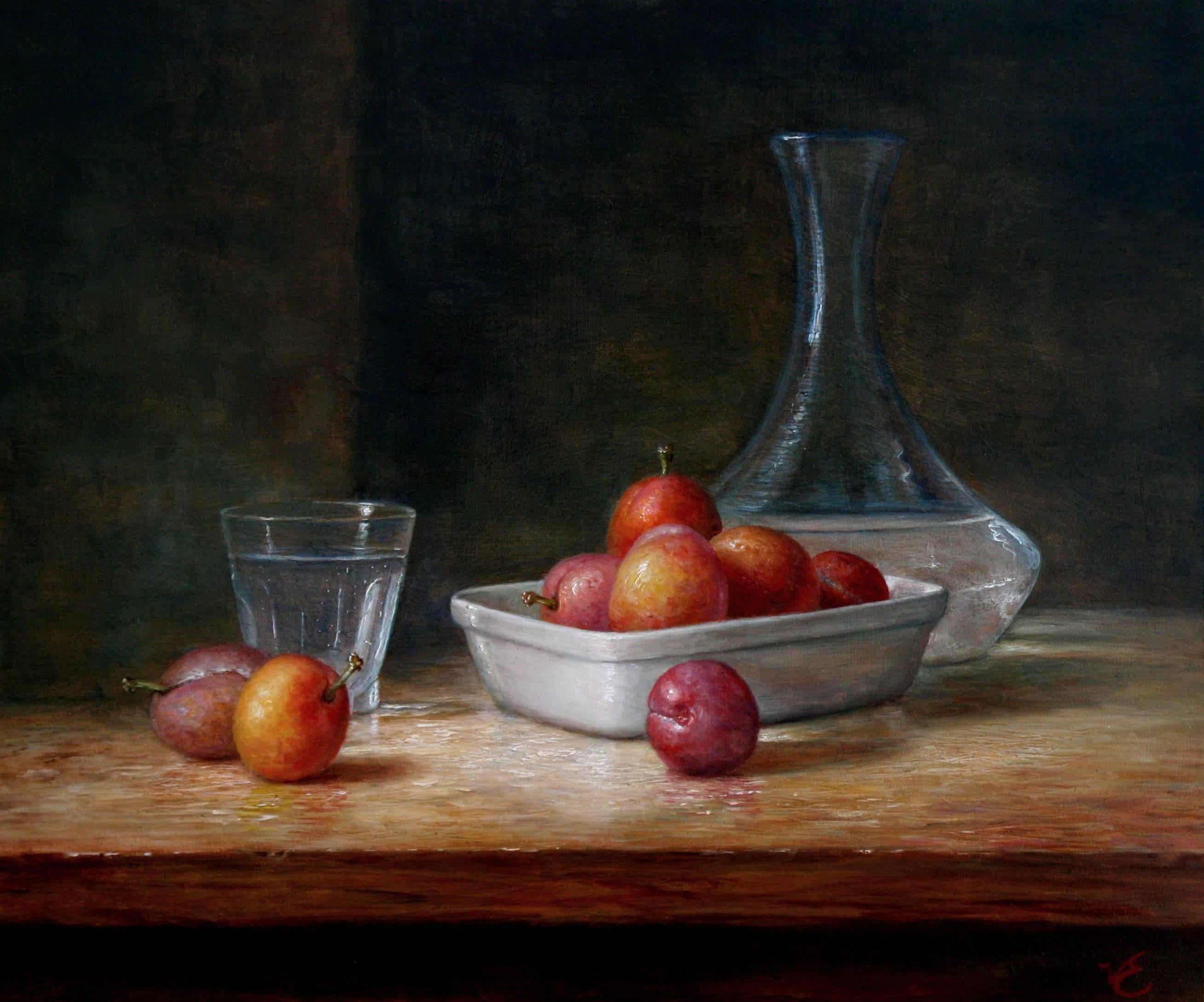 Paul van Ernich Still-Life Painting - Carafe With Plums
