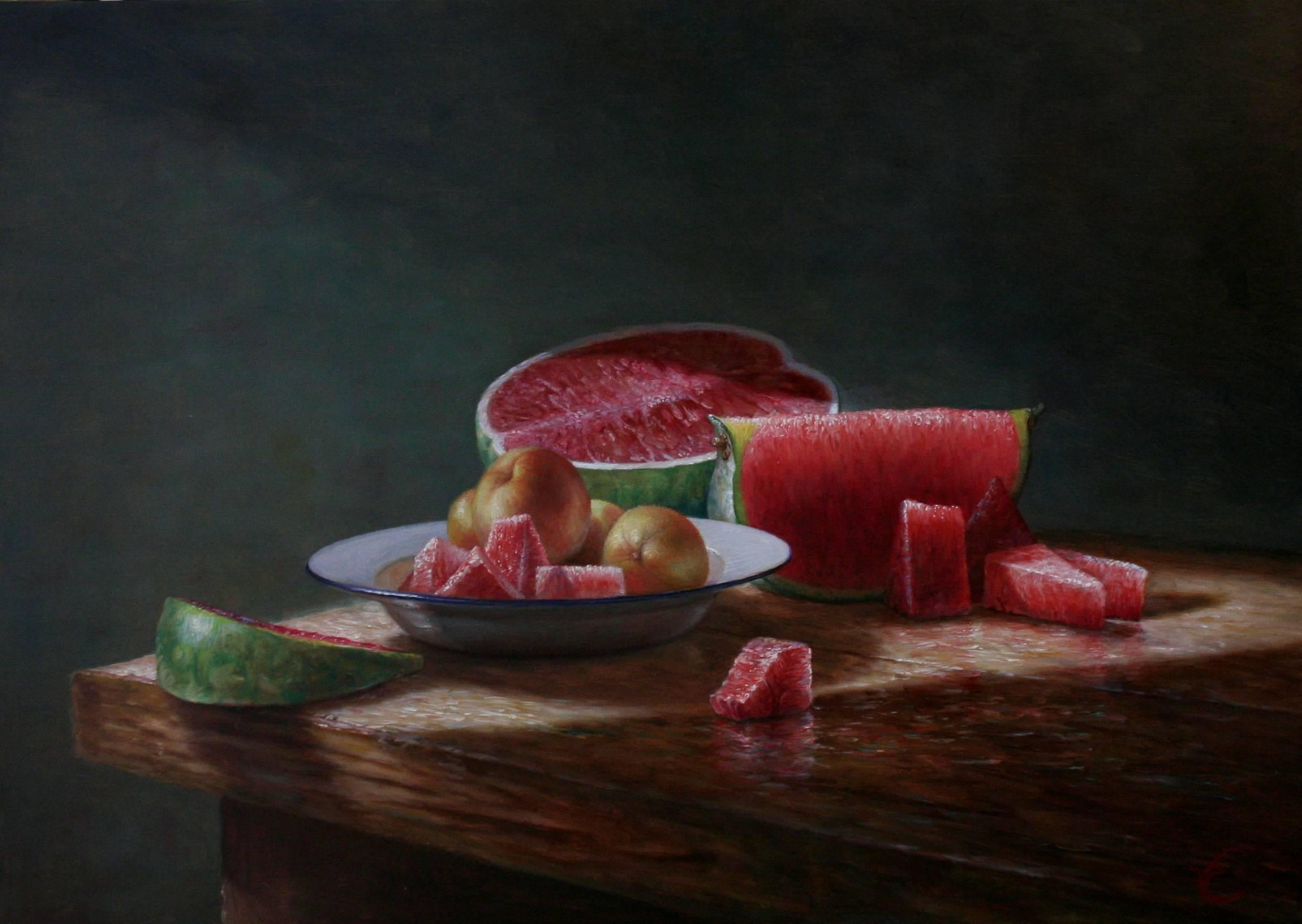 Paul van Ernich Interior Painting - Watermelon Still-Life