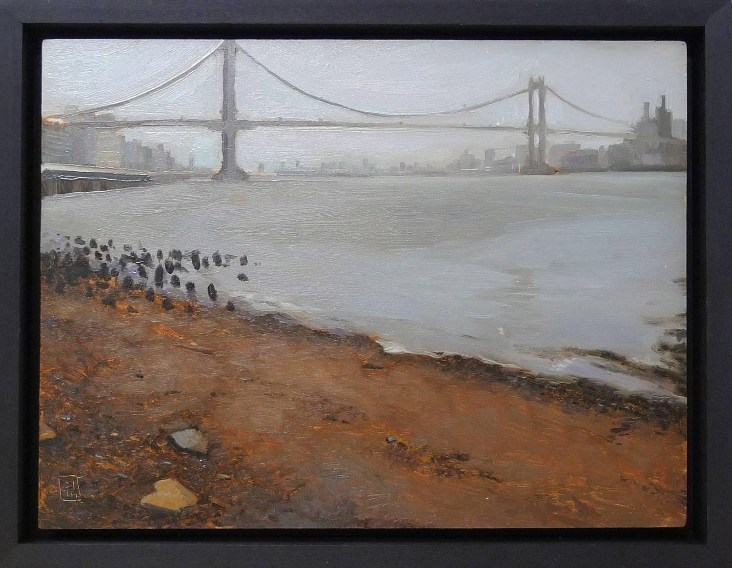 Beñat Iglesias Lopez Landscape Painting - Under the Brooklyn Bridge