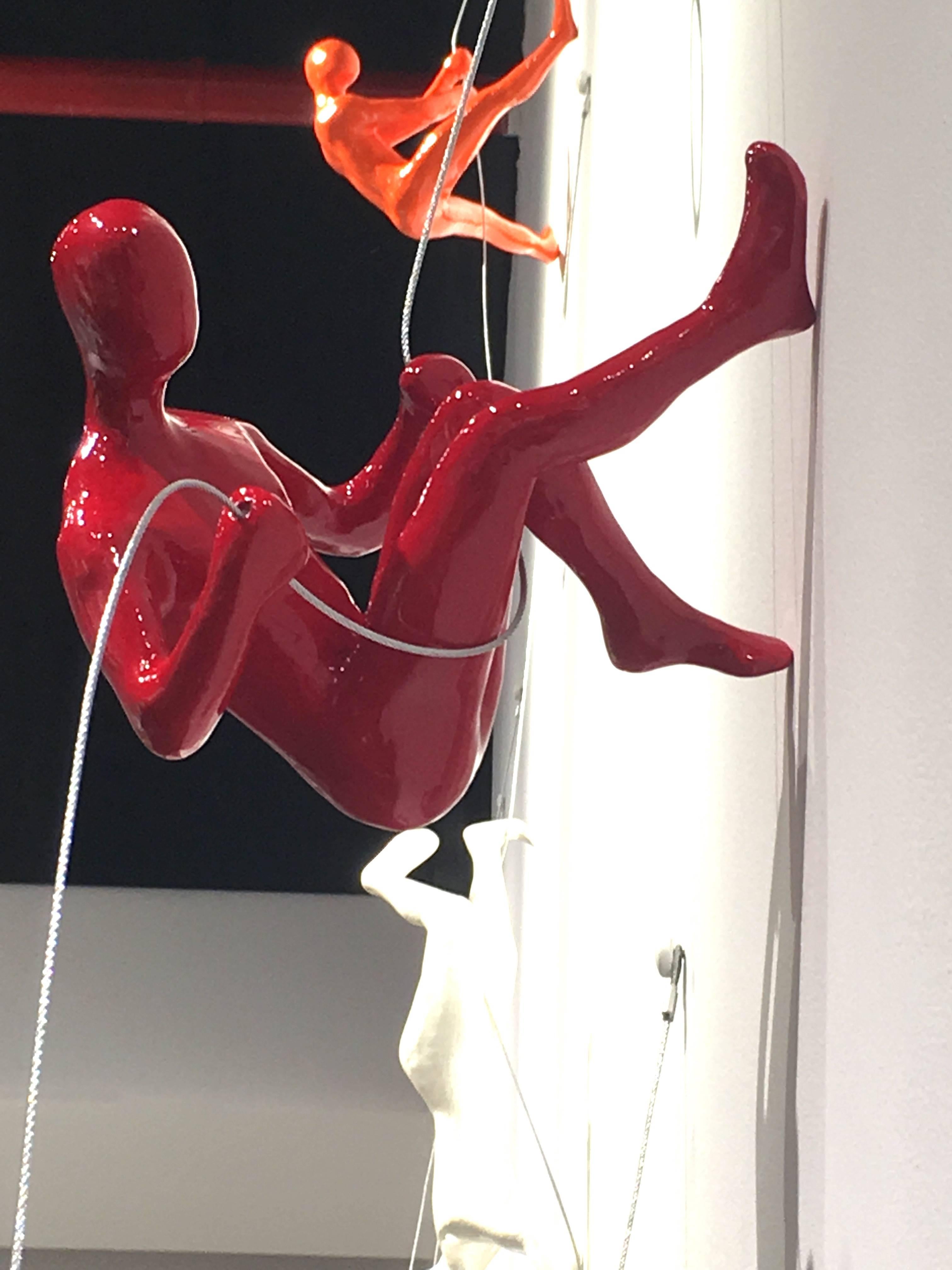 Ancizar Marin Figurative Sculpture - Red Climber