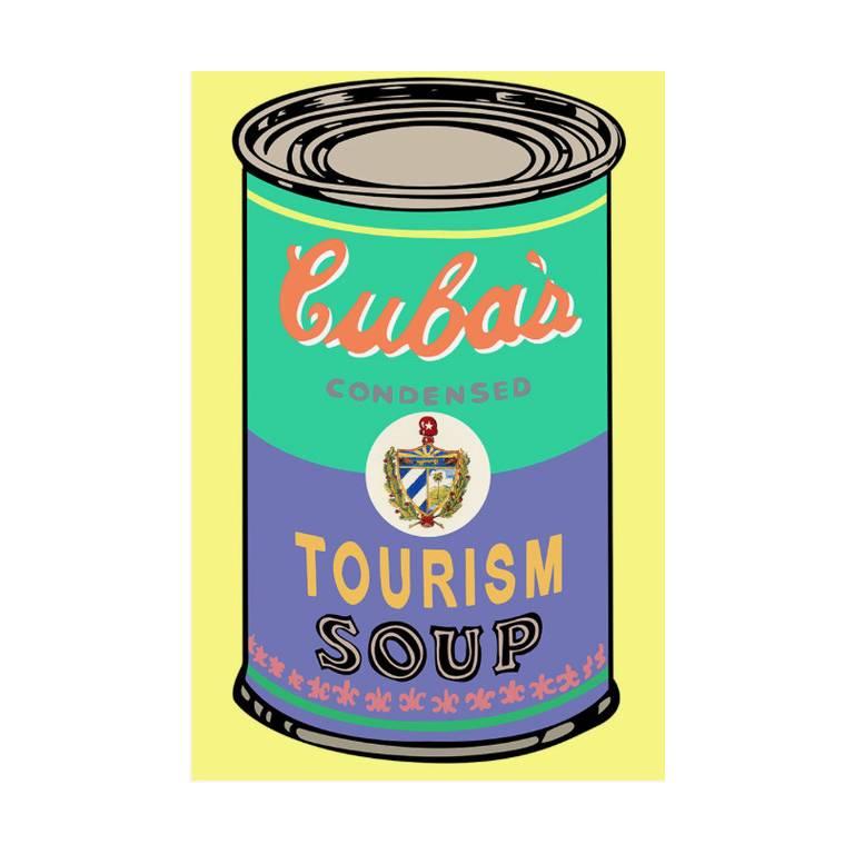 Nelson De La Nuez
Soup of the Day: Cuban Tourism
36” x 24”
Mixed Media, Screen print on canvas. 
Limited Edition

In a Warholian vein of appropriation, Nelson offers his take on the pop art of consumerism in a manner true to Hispanic origins.

As