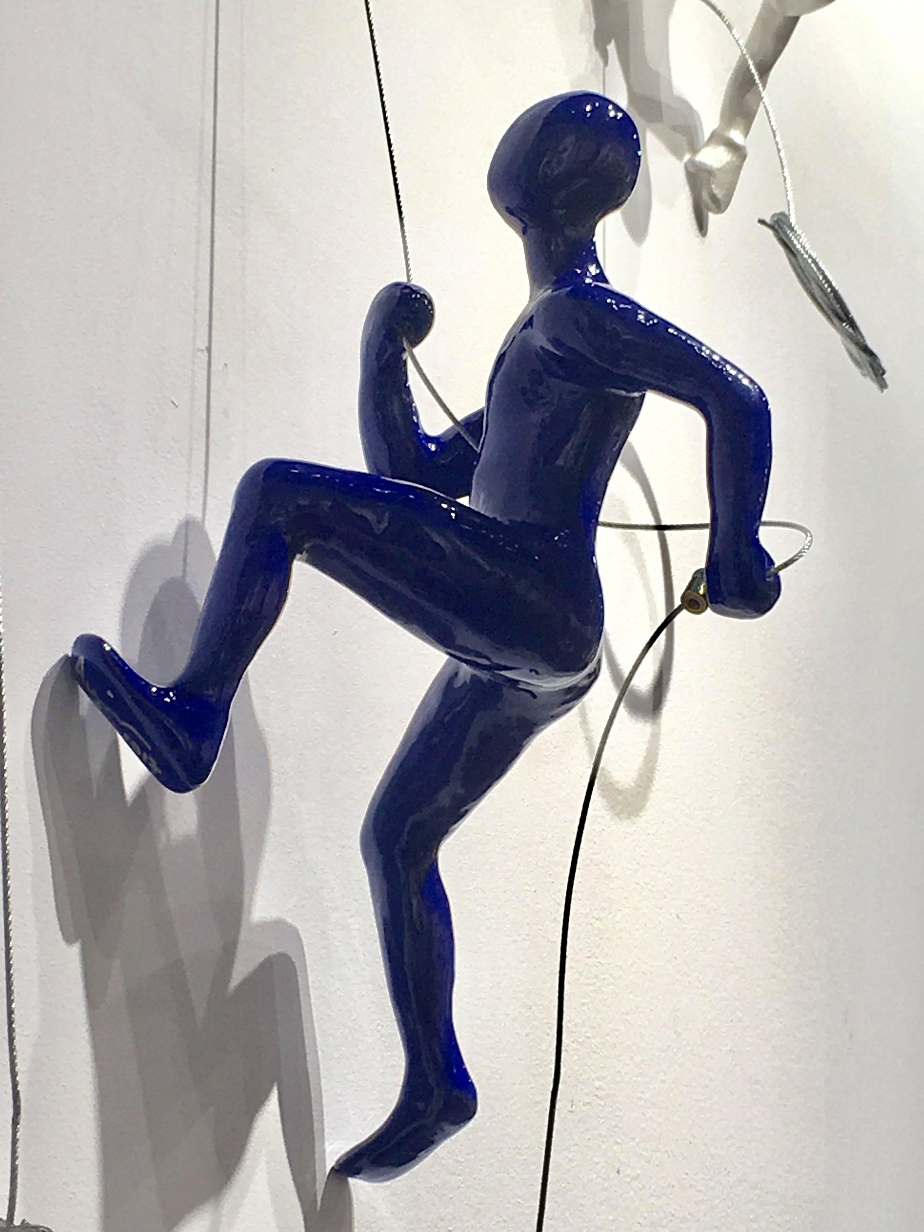 Marin Figurative Sculpture - Blue Climber