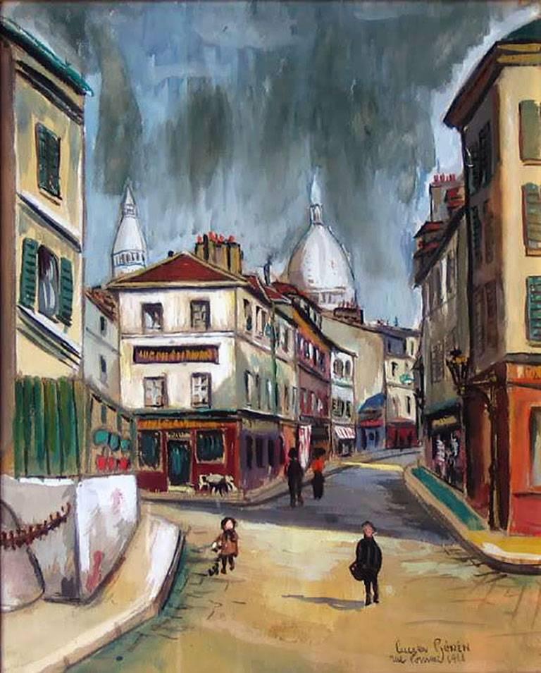 Lucien Génin Landscape Painting - Paris, La Rue Norvin, 1922