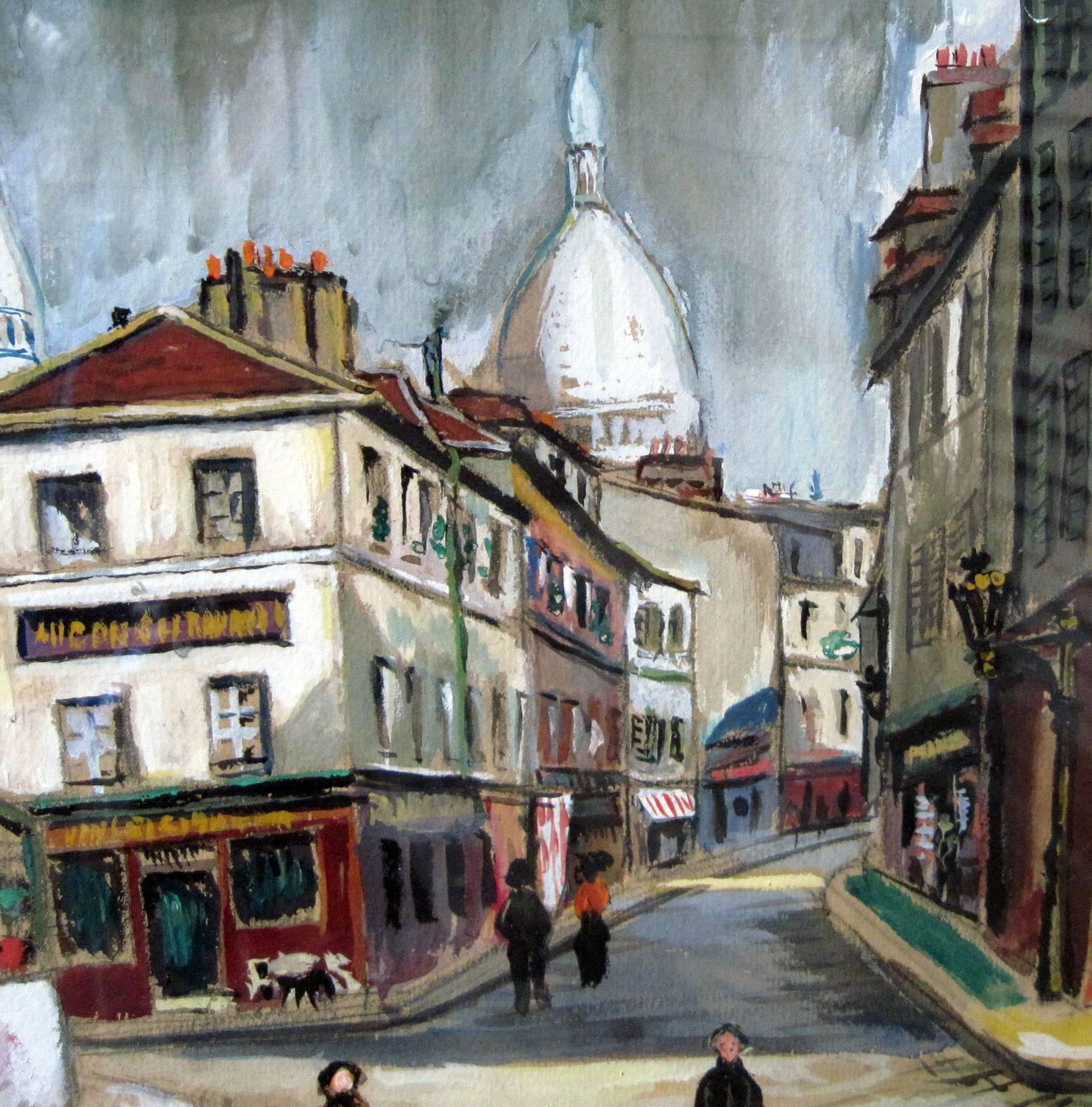 Paris, La Rue Norvin, 1922 - Post-Impressionist Painting by Lucien Génin
