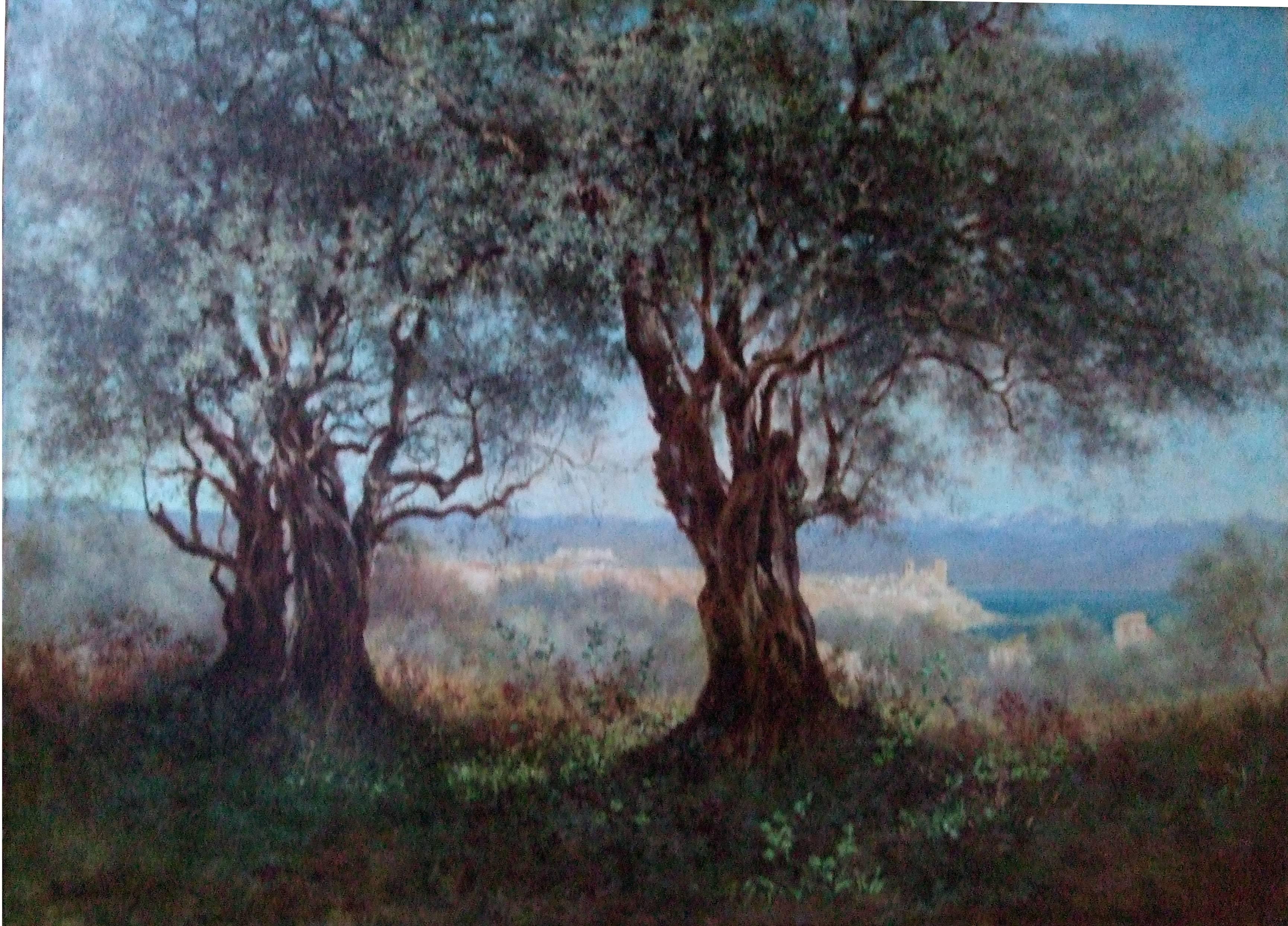 Victor Ducrot Landscape Painting - Chemin Fleurie d'Antibes