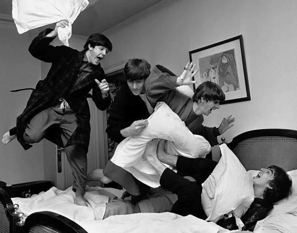 Harry Benson Black and White Photograph - Beatles, "Pillow Fight, " Paris